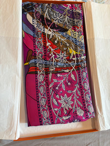 Hermes precious embroidered Silk Shawl “Pegase d’Hermes Au Bloc” 140