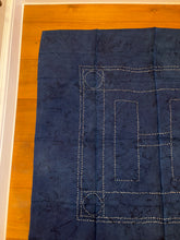 Load image into Gallery viewer, Hermes Indigo Dip Dye Silk GM Shawl “Kachinas” by Kermit Oliver 140