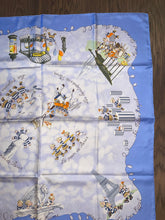 Load image into Gallery viewer, Special edition Hermes Silk Twill Scarf “Les Triples et smiles” by Nicole Lambert.