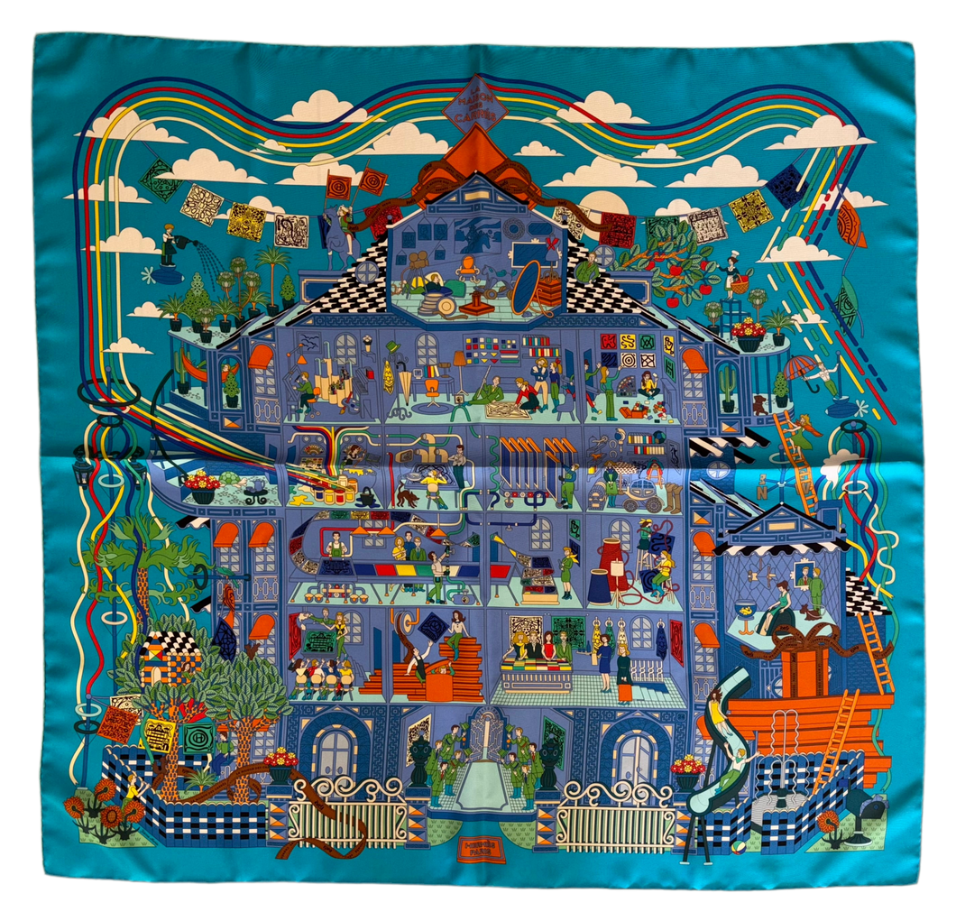 Hermes Silk Scarf “La Maison des Carres ” by Pierre Marie.