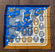 Load image into Gallery viewer, Hermes Wash Silk Scarf “Les Leopards Modernes” by Christiane Vauzelles and Françoise de La Perrière.