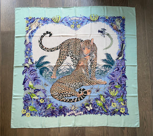 Hermes Cashmere and Silk GM Shawl “Jungle Love” by Robert Dallet 140.