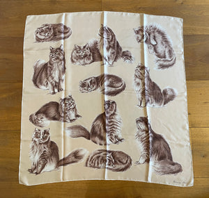 Hermes Silk Twill Scarf «Persian Cats» by Xavier de Poret.