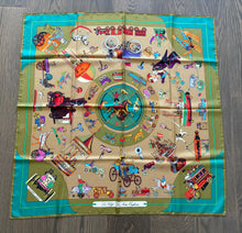 Load image into Gallery viewer, Hermes Silk Twill Scarf “Les Clefs du Notre Enfance” by Lois Dubigeon.