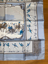 Load image into Gallery viewer, Limited Edition Hermes Silk Twill Scarf “Les Plaisirs du Froid&quot; by Hugo Grygkar for Courmayeur.