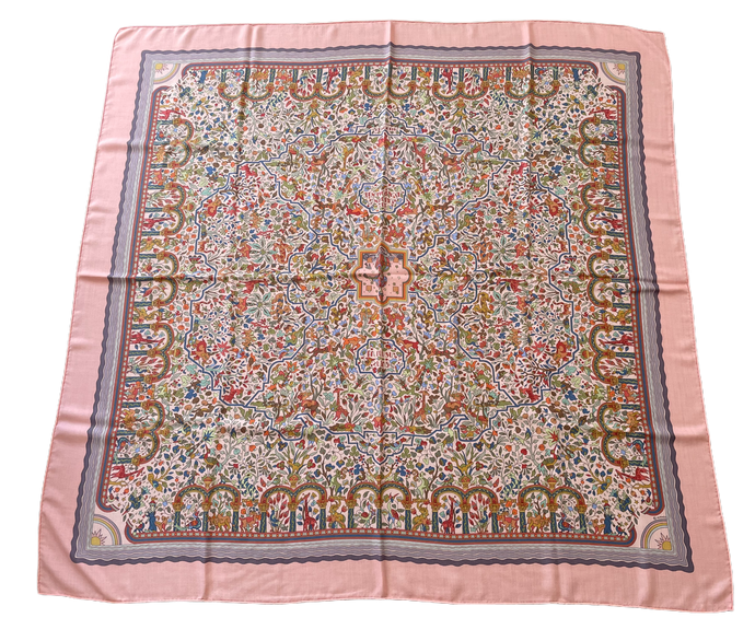 HERMES cashmere/silk shawl “Les Jardins D'Armenie” by Karen Petrossian 140