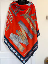 Load image into Gallery viewer, Hermes Cashmere/Silk Shawl “Lettres Equestres” 140