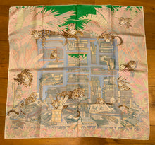 Load image into Gallery viewer, Hermes Silk Twill Double Sided Scarf Les 12 Leopards by Jin Kwon
