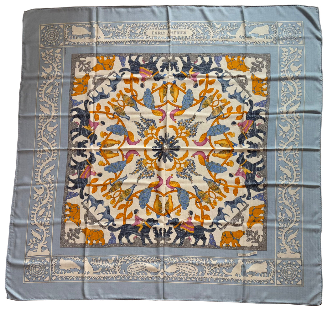 Hermes Cashmere/Silk Shawl “Early America” by Françoise de la Perriere 140