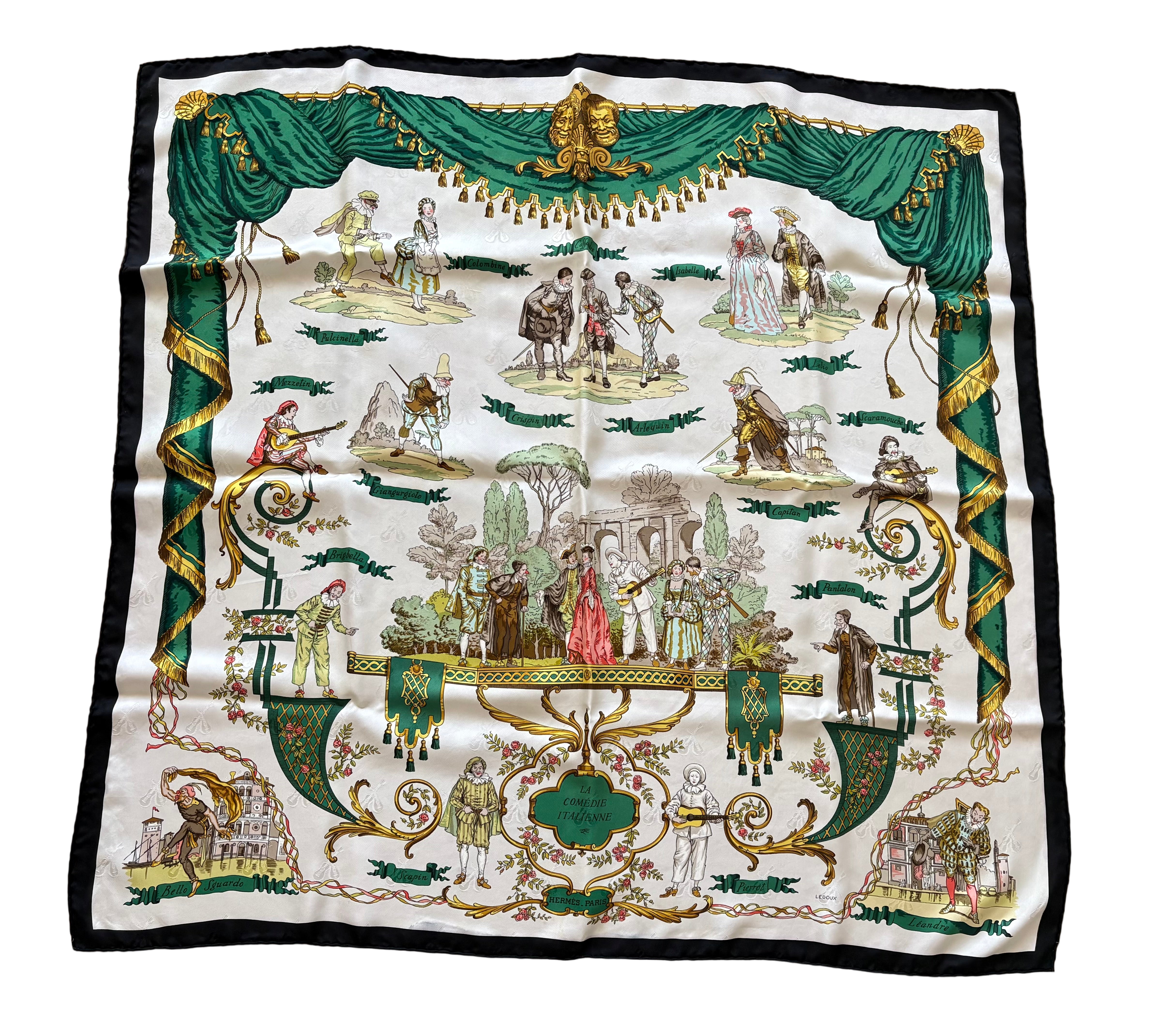 Hermes Silk jacquard Scarf “La Comédie Italienne” by Philippe