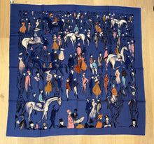 Load image into Gallery viewer, Hermes Cashmere/Silk GM Shawl “Paddock” by Jean-Louis Clerc 140.
