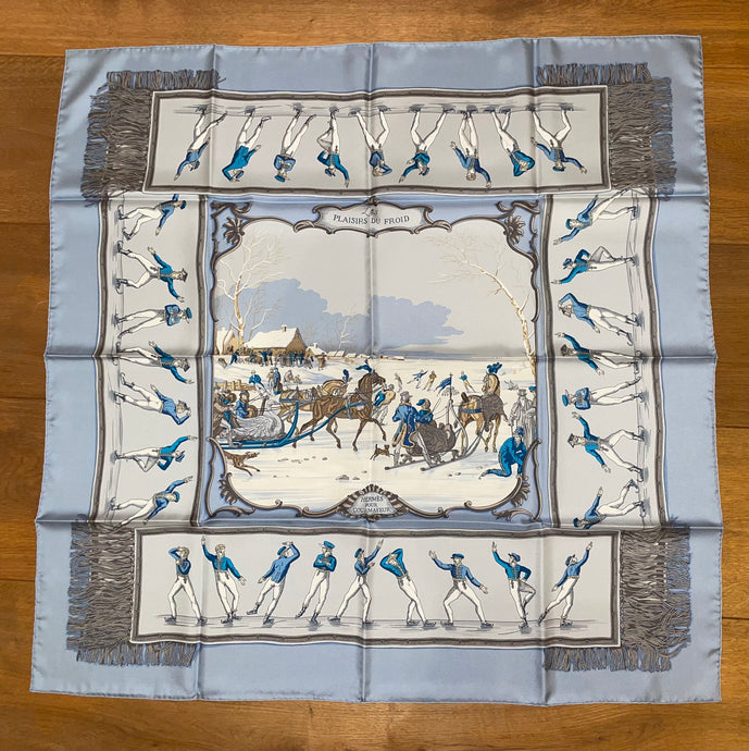 Limited Edition Hermes Silk Twill Scarf “Les Plaisirs du Froid