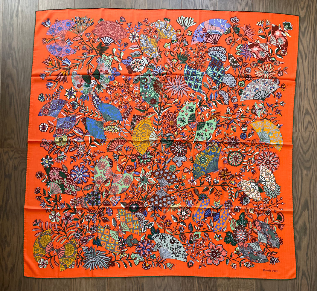 Hermes Cashmere/Silk Shawl “Fleurs et Papillons de Tissus” by Christine Henry 140