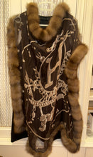 Load image into Gallery viewer, Exceptional Hermès silk mousseline shawl with sable fur “Vif Argent” by Dimitri Rybaltchenko