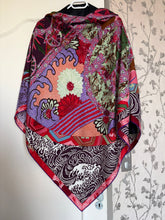 Load image into Gallery viewer, Hermes Cashmere/Silk GM Shawl “Ex Libris En Kimonos&quot; by Anamorphee 140.