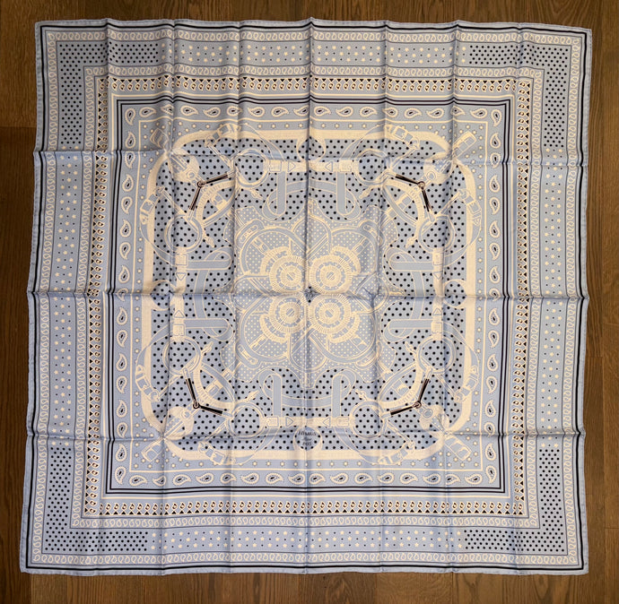 Hermes Silk GM Shawl “Eperon d’Or Bandana” by Henri d’Origny 140.