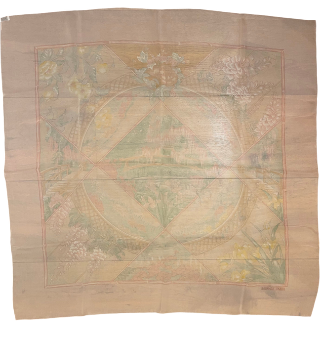 Hermes Silk Mousseline Scarf “Giverny” by Laurence Bourthoumieux.