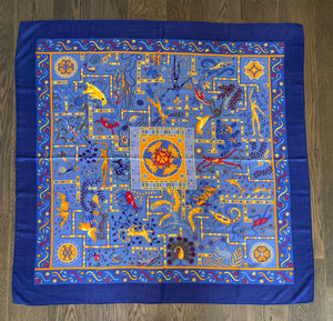 Hermes Cashmere and Silk GM Shawl “Forces de la Vie” by Christine Henry 140.
