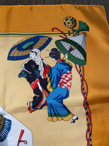 Limited edition Hermes Silk Twill Scarf “Ombrelles et Parapluies” for Citigroup Private Bank by Hubert de Watrigant.