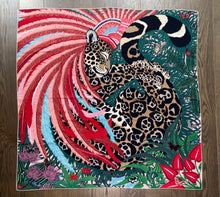 Load image into Gallery viewer, Hermes Cashmere and Silk GM Shawl “Jaguar Quetzal” by Alice Shirley 140.