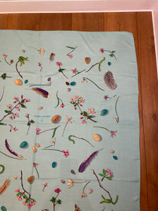 Hermes Cashmere and Silk GM Shawl “Fleurs et Plumes” by Leigh P. Cook 140.