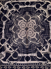 Load image into Gallery viewer, Hermes Cashmere/Silk GM Shawl “Eperon d’Or Bandana” by Henri d’Origny 140.