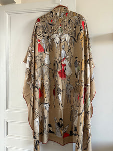 Hermes Cashmere/Silk GM Shawl “Paddock” by Jean-Louis Clerc 140.