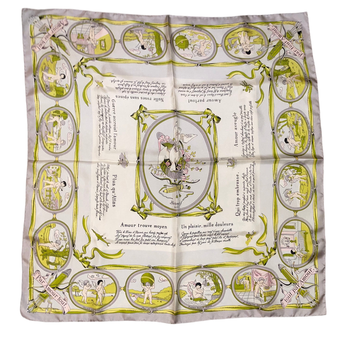 Hermes Silk Scarf «Par Tout Amour» by Hugo Grygkar.