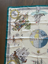 Load image into Gallery viewer, Hermes Silk Scarf «Le tour du monde en 80 jours» by Philippe Ledoux.