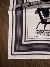 Load image into Gallery viewer, Limited Edition collaboration Comme des Garçons and HERMES 100% SILK TWILL Scarf “Couvertures et tenues de jour” by Rei Kawakubo and Jacques Eudel.