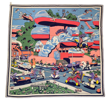 Load image into Gallery viewer, Hermes Cashmere and Silk GM Shawl “Locomotion” by Ugo Bienvenu 140.