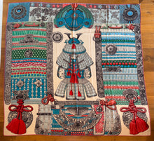 Load image into Gallery viewer, Hermes Cashmere/Silk Shawl “Parures de Samourais” by Aline Honore 140