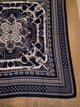Load image into Gallery viewer, Hermes Cashmere/Silk GM Shawl “Eperon d’Or Bandana” by Henri d’Origny 140.