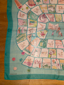 Hermes Silk Mousseline Scarf “Le Jeu des Petits Bonheurs” by Sophie de Seynes.