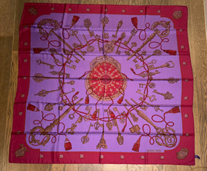 Hermes Silk Dip Dye GM Shawl “Les Cles” by Caty Latham 140.