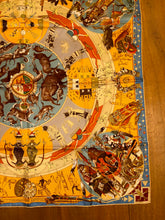 Load image into Gallery viewer, Hermes Silk Twill Scarf “Les Mythologies des Hommes Rouges” by Kermit Oliver.