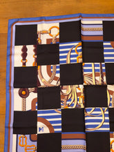 Load image into Gallery viewer, Limited Edition collaboration Comme des Garçons and HERMES 100% SILK TWILL Scarf “Coaching” by Rei Kawakubo and Julie Abadie.