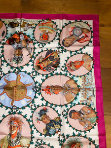 Hermes Silk Twill Scarf “Chefs Indiens” by Kermit Oliver.