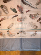 Load image into Gallery viewer, Hermes Silk Mousseline GM Shawl “Plumes” by Henri de Linares 140