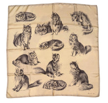 Load image into Gallery viewer, Hermes Silk Twill Scarf «Persian Cats» by Xavier de Poret.