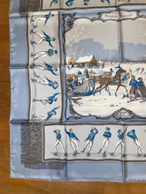 Load image into Gallery viewer, Limited Edition Hermes Silk Twill Scarf “Les Plaisirs du Froid&quot; by Hugo Grygkar for Courmayeur.