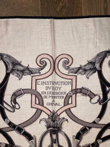 Hermes Cashmere/Silk GM Shawl “L' INSTRUCTION DU ROY EN L'EXERCICE DE MONTER A CHEVAL” by Henri d Origny 140.