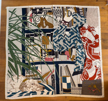 Load image into Gallery viewer, Hermes Cashmere and Silk GM Shawl «Rendez-Vous Chez Hermès» by Carine Brancowitz 140.