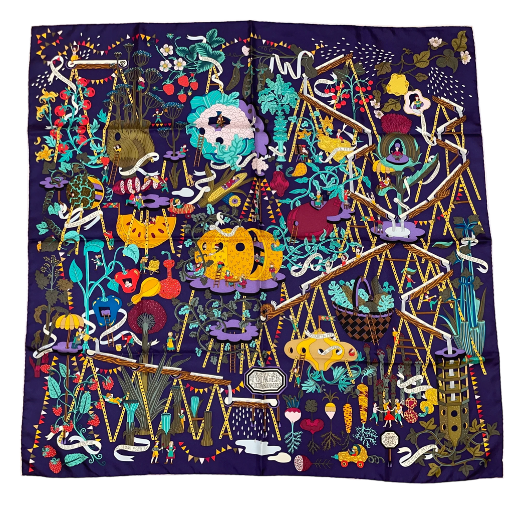 Hermes Silk Scarf « Le Potager Extraordinaire » by Pierre-Marie Agin.