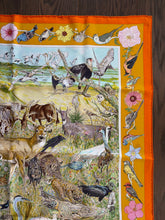 Load image into Gallery viewer, Hermes Silk Twill Scarf “La vie sauvage du Texas” by Kermit Oliver.