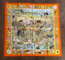 Load image into Gallery viewer, Hermes Silk Twill Scarf “La vie sauvage du Texas” by Kermit Oliver.