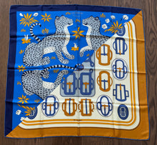 Load image into Gallery viewer, Hermes Wash Silk Scarf “Les Leopards Modernes” by Christiane Vauzelles and Françoise de La Perrière.