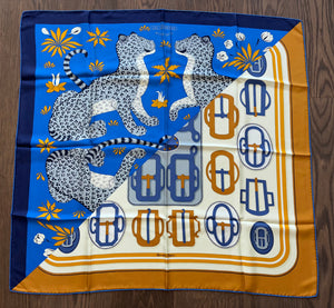 Hermes Wash Silk Scarf “Les Leopards Modernes” by Christiane Vauzelles and Françoise de La Perrière.