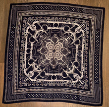 Load image into Gallery viewer, Hermes Cashmere/Silk GM Shawl “Eperon d’Or Bandana” by Henri d’Origny 140.
