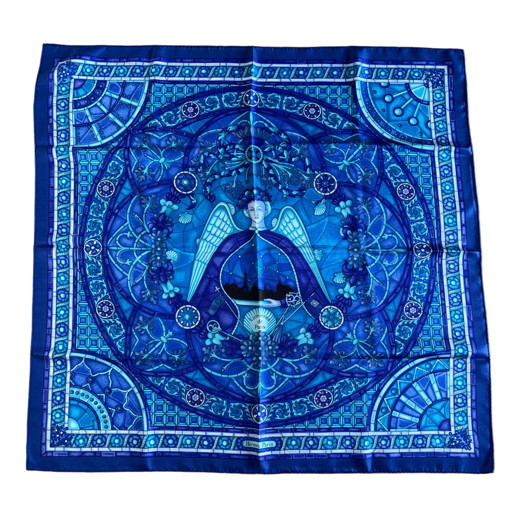 HERMES 100% SILK TWILL Scarf «Lumières de Paris» by Natsuno Hidaka.